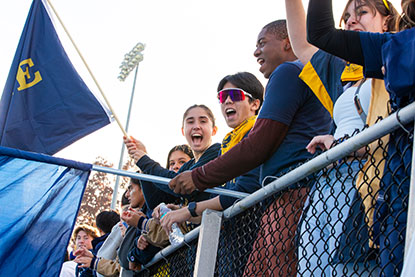 Students wave school flags as they cheer in the stands. Links to Gifts That Protect Your Assets